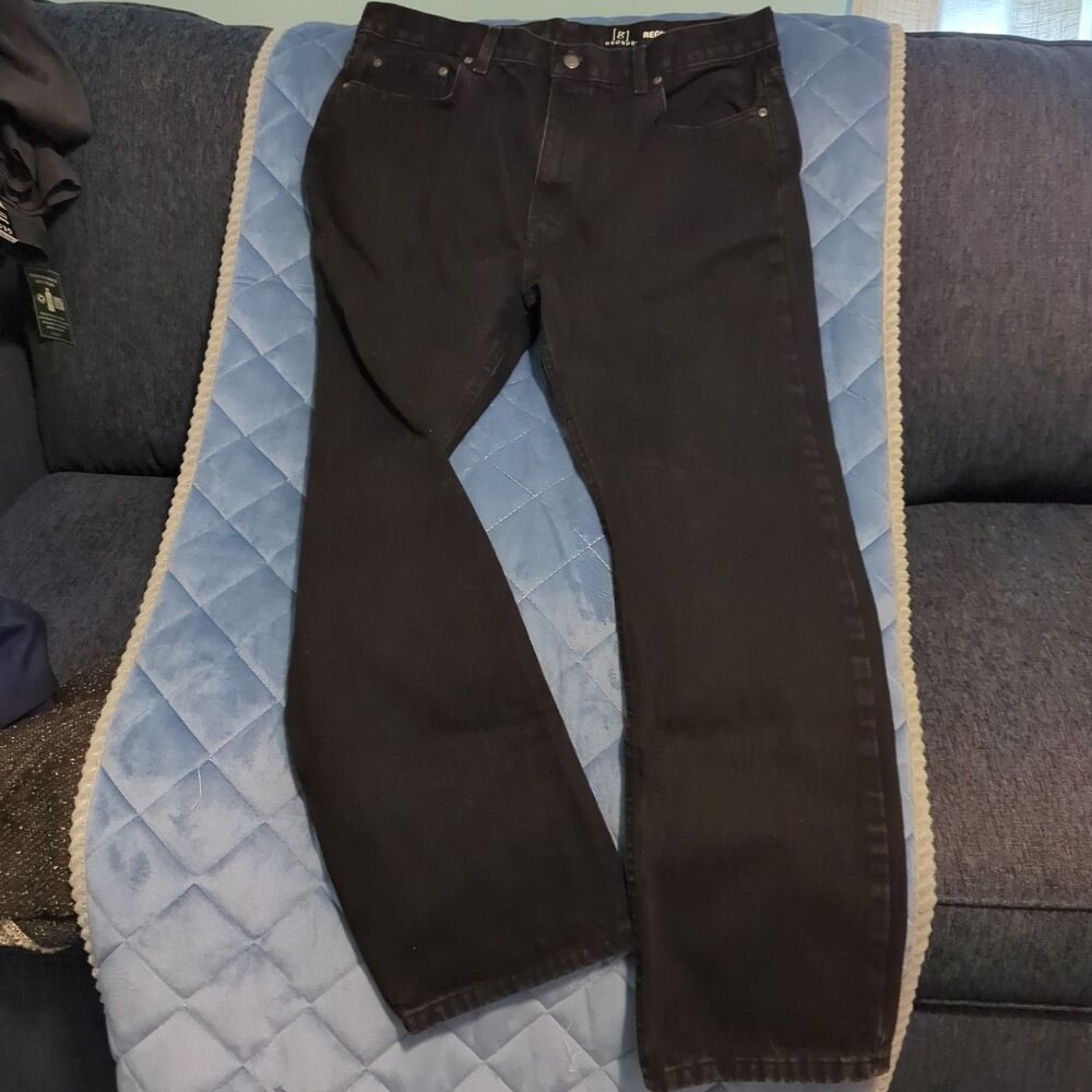 George Regular Black Jeans Men's 38X32 100% Cotton  See Pics For Measurements